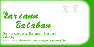 mariann balaban business card